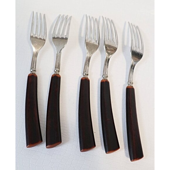 Bakelite Steak Set by Glo-Hil GloHil Mid Century Forks Knives Flatware Cutlery 1 - Picture 3 of 5